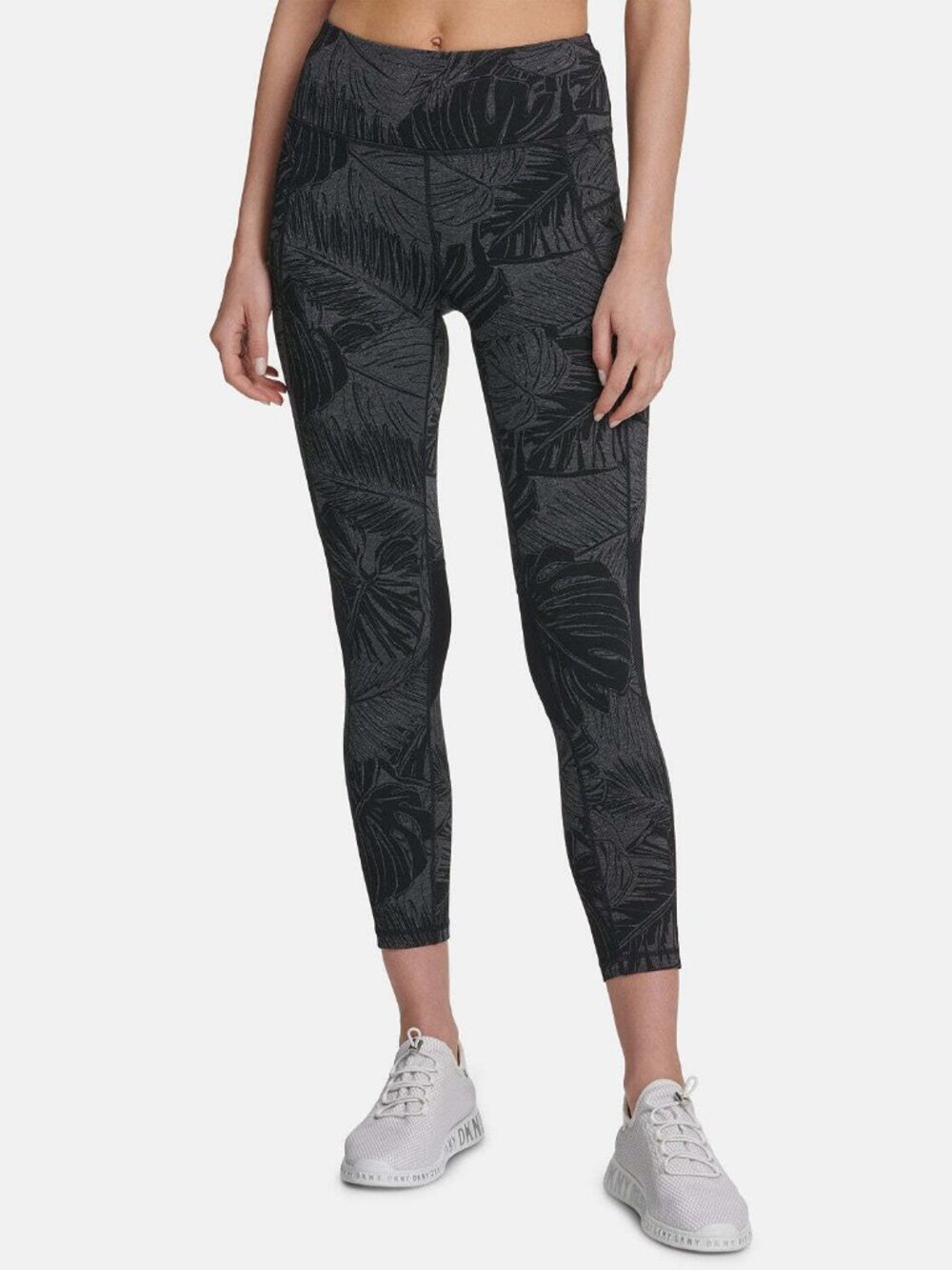 DKNY Womens Activewear Printed High Waist Ankle Leggings